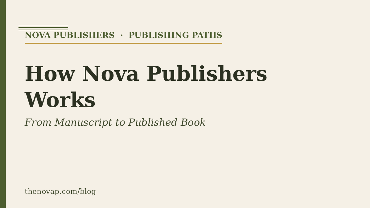How Nova Publishers Works: From Manuscript to Published Book