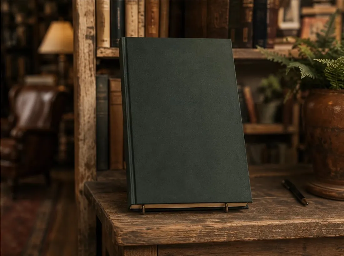 A hardcover book displayed face-out in a bookshop